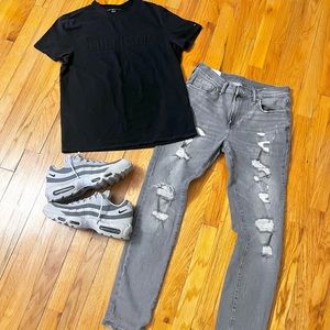 H&M Mens Grey Ripped Skinny Jeans Sz 32/32 Pre-Owned (Jeans Only)